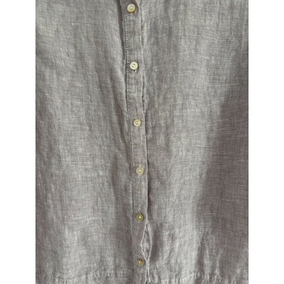 Tahari Linen Button Up Tunic Sz M Long Roll Tab Sleeves Lilac Lagenlook Coastal - Picture 3 of 10